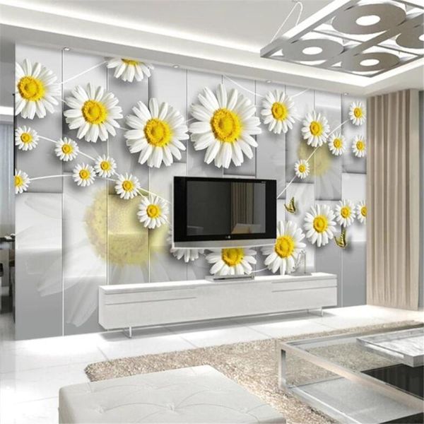 

wallpapers milofi custom large non-woven wallpaper mural modern minimalist small daisy flower 3d tv background wall