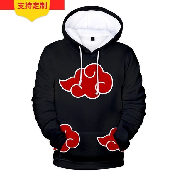 

new stream animation naruto 3d sweater digital printed hooded sweater, Black