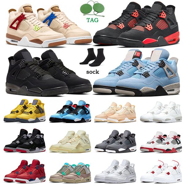 

4s men basketball shoes 4 red thunder lightning university blue black cat white oreo sail shimmer pure money starfish trainers sports