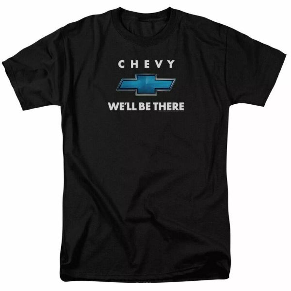 

chevrolet we'll be there t shirt mens licensed classic car tee chevy black, White;black