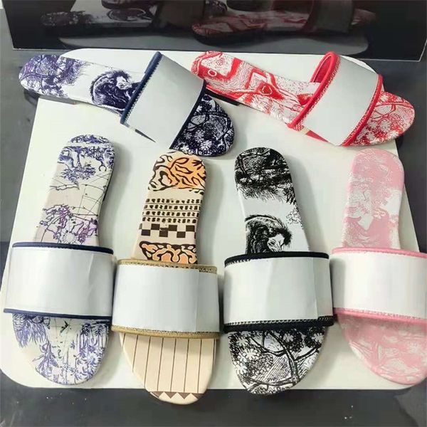 

wholesale womens slippers slide designers fashion sandals flat floral embroidery letter shoes ladies rubber sandal striped slip, Black