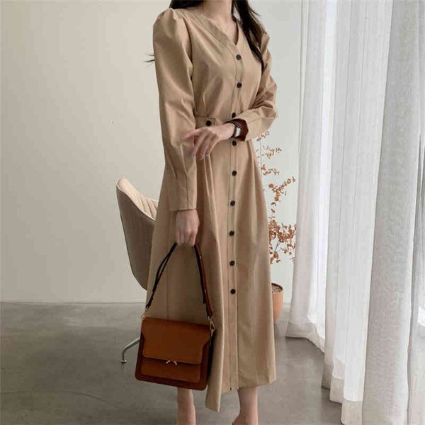 

casual dresses colorfaith women spring autumn shirt elegant lady vintage puff sleeve fashionable pleated long dr7674 66ni, Black;gray