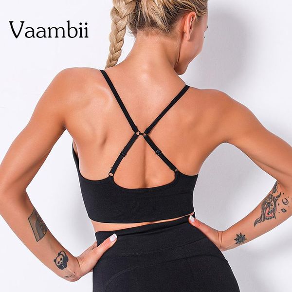 

with cups seamless bra crop straps black backless women's sportswear for running sport women yoga outfit