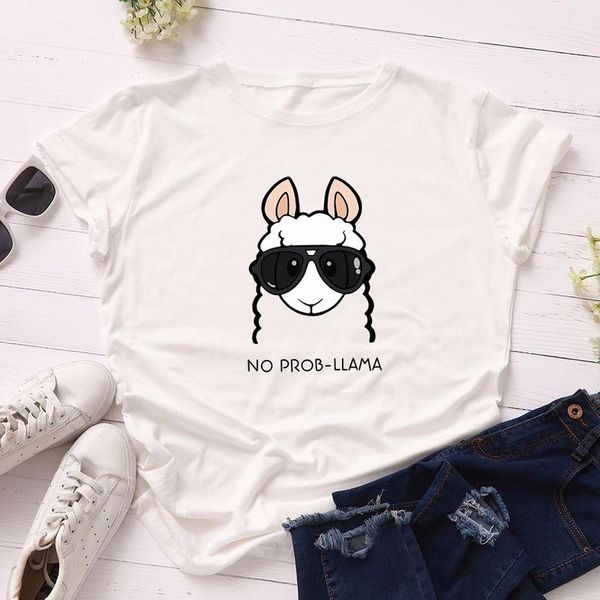 

women's t-shirt summer women cotton plus size 3xl cute cartoon sheep print casual short sleeve ladies basic tee tshirts, White
