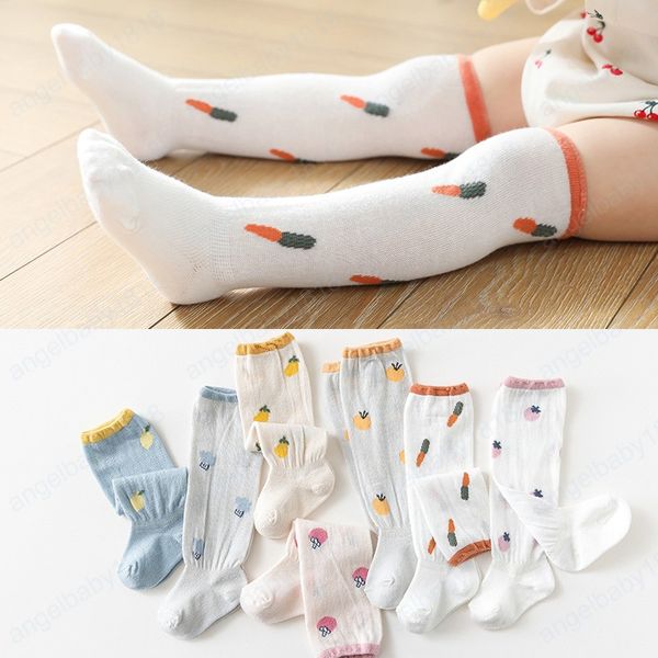 Obst Gedruckt Baby Socken Sommer Mesh Atmungsaktive Neugeborene Mädchen Junge Knie Hohe Socken Weiche Dünne Säuglings Kleinkind Lange Socke