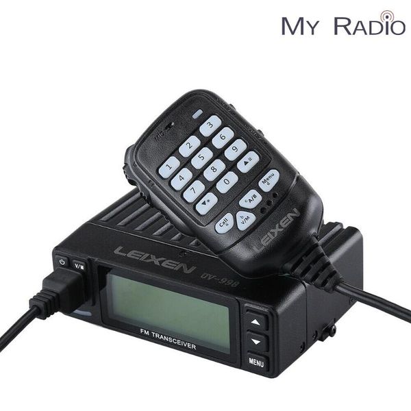 

walkie talkie leixen uv-998 mini 25w dual band 70cm&2m mobile radio vix apo alarm amateur transceiver antenna feeder kit communication
