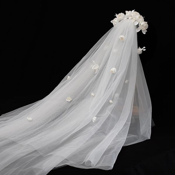 

bridal veils super fairy bride three-dimensional modeling head flower hair hoop veil integrated headdress wedding accessories, Black