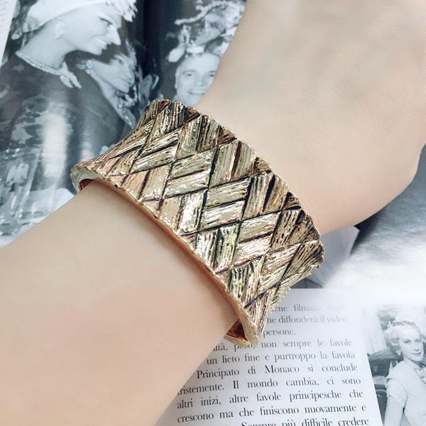 

bangle trendy hand ornament retro wide side spring bracelet female matte engraved brushed boutique stainless steel women gift, Black