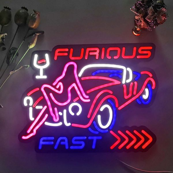 

party neon lights fragrant car and beauty , flagfast & colorful, led power supply lighting, suitable for wall decoration, bedroom, living ro