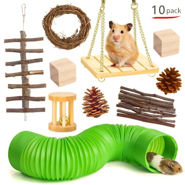 

small animal supplies natural wooden hamster guinea pig parrot 10-piece molar set roller rod indoor toys for pets toy