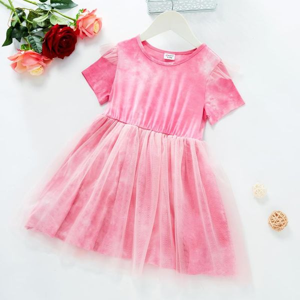 

girl's dresses patpat 2021 arrival toddler girl knee length mesh dress, Red;yellow