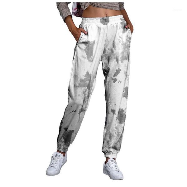 

winter ladies pants womens personality tie-dye printed elastic waist all-match fashion casual harem women's & capris, Black;white