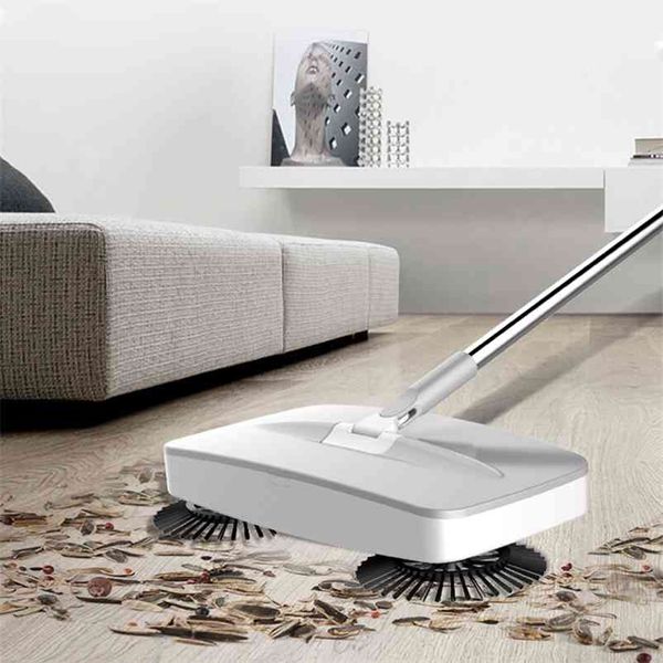 Mão empurrar sweeper sweeper scraping de aço inoxidável e mopping máquina integrada limpeza doméstica pacote de limpeza vassoura set 210423