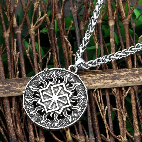 

pendant necklaces men slavic svarog square amulet necklace, Silver