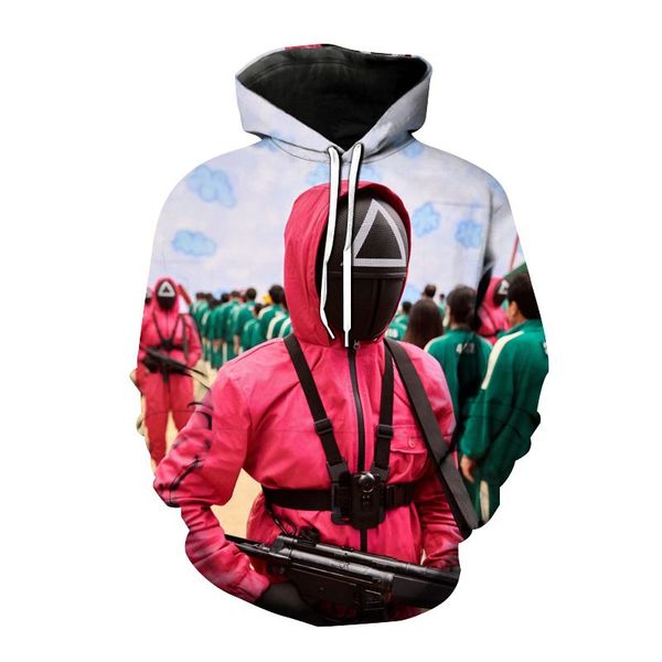 

men's hoodies & sweatshirts 21/22 korean squid game 3d men and women sweatshirt harajuku streetwear hoodie kpop boys girls oversized, Black