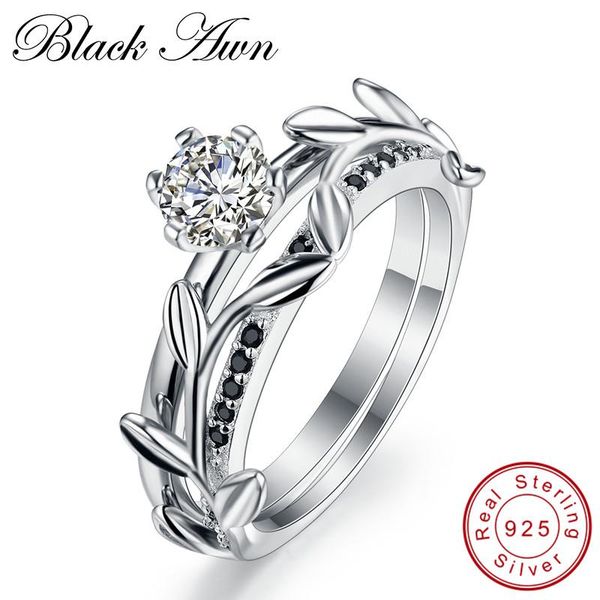 

cluster rings [black awn] neo-gothic 3.6g 925 sterling silver jewelry trendy wedding for women engagement ring c128, Golden;silver