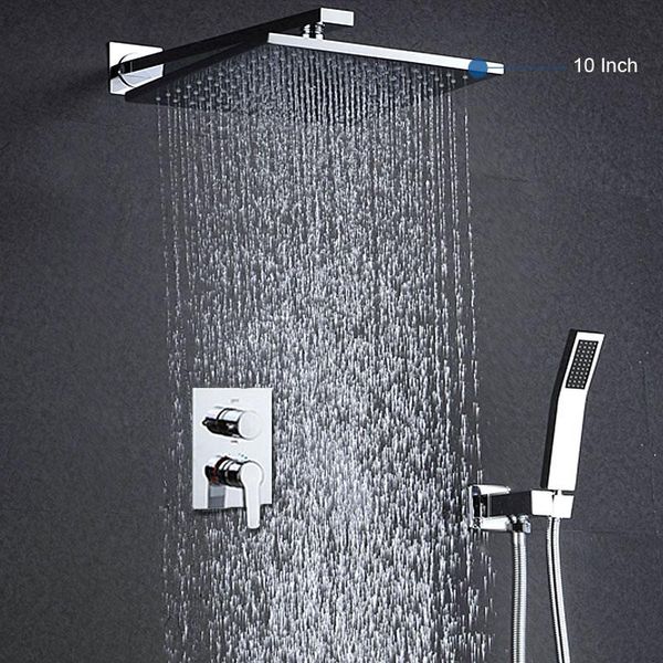 

complete shower set 10 inch air pressured showerhead saving water rain and cold bath control diverter bathroom sets