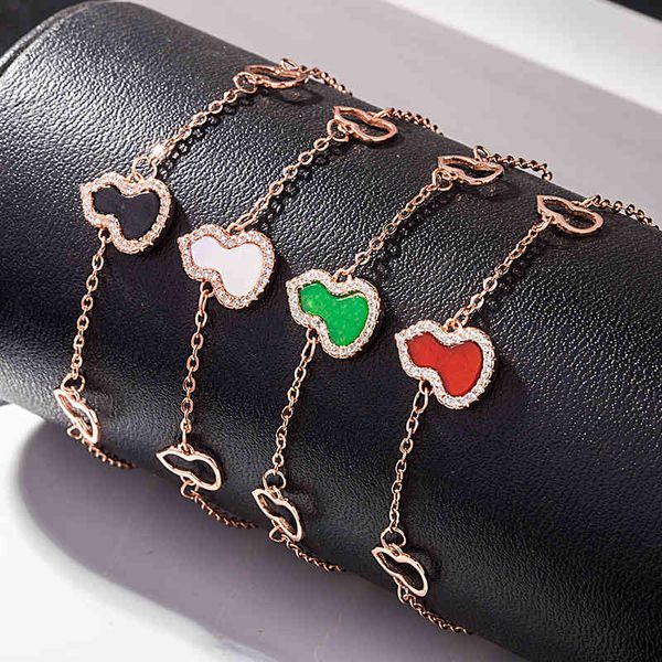 

bangles bracelet s925 sterling silver gourd female korean version simple white shell black red agate girlfriends net same jewelry