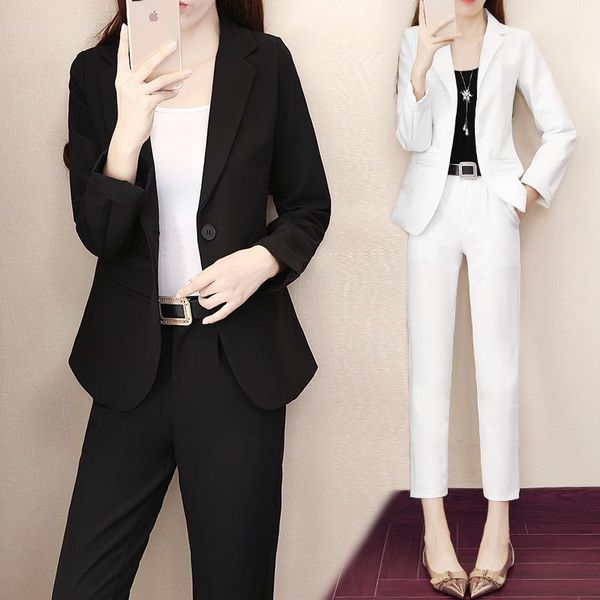 

piece set women white small suit fashion female temperament commute slim slimming two-piece autumn women's two pants