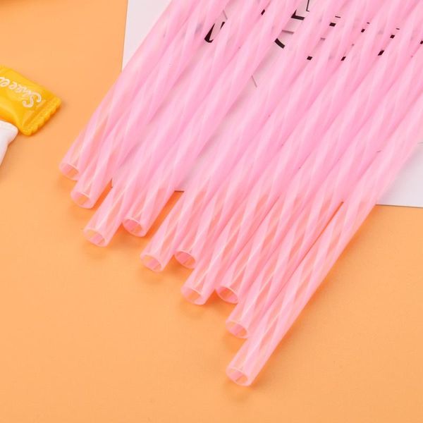

disposable dinnerware straws random color plastic drinking long multi-colored striped bedable party rainbow straw