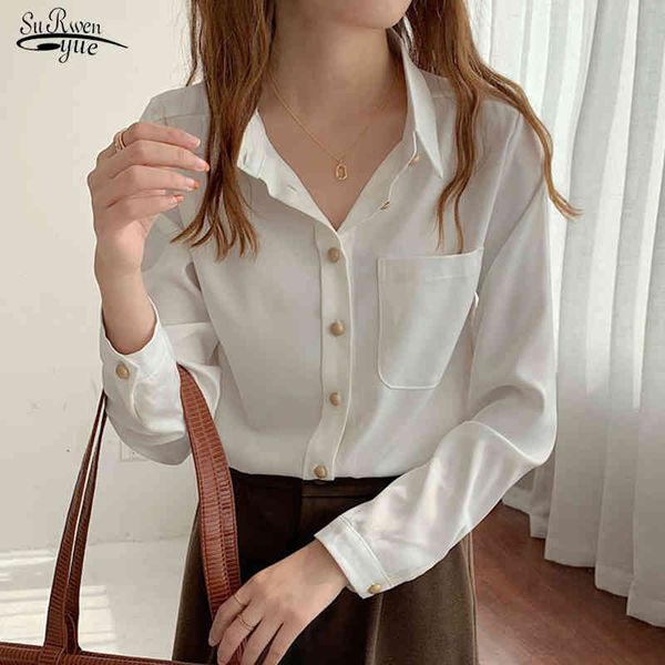 

spring women blouse long sleeve office laides vintage shirts plus size and blouses kobiety bluzki shirt female 13166 210521, White