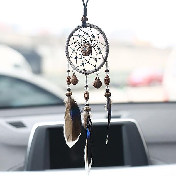 

decorative objects & figurines original handmade silver gray dream catcher 2 ring feather decoration hanging home art to ie friends c