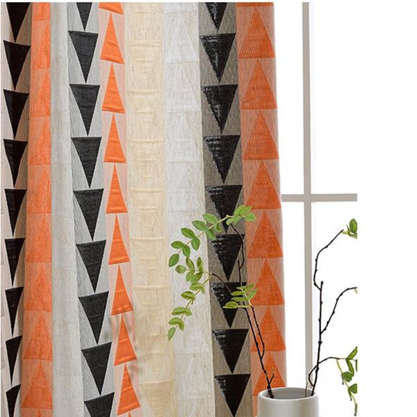 

real cortinas dormitorio triangle pattern cotton for bedroom living room treatments shade fabric three color drapes curtain
