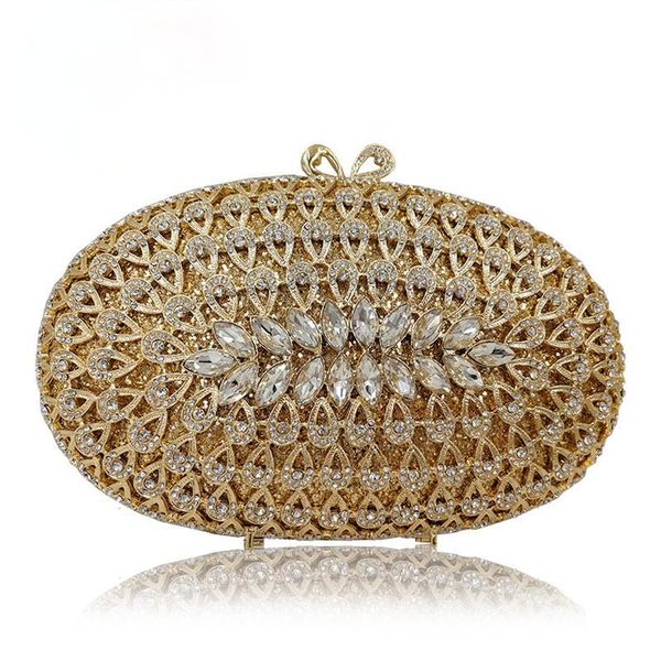 

evening bags wholesale dazzling gold hollow out crystal women diamond beaded wedding clutch package bridal purse