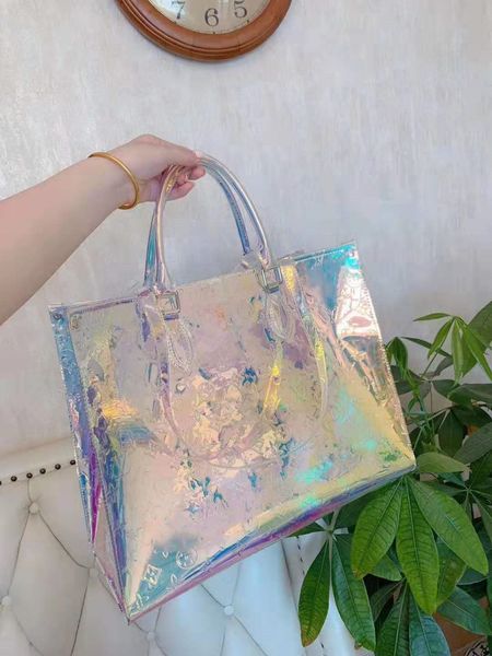

hip ysikiy women's new fashion single shoulder pvc summer portable package shopping bag clear