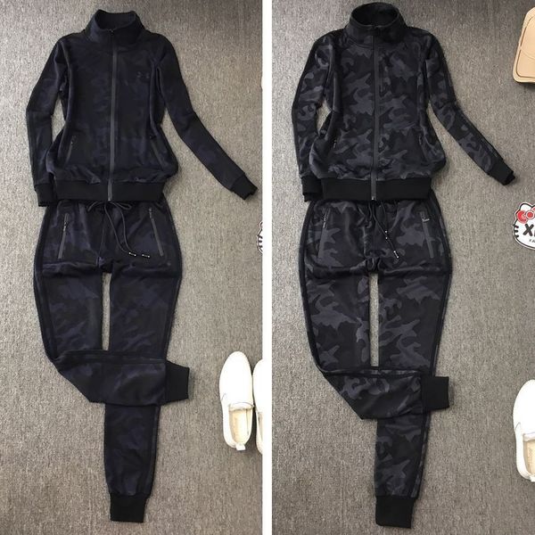 

tracksuits fashion sport suit xiaoxiangfeng autumn cotton leisure sports women's 2021 cardigan two piece set, Gray