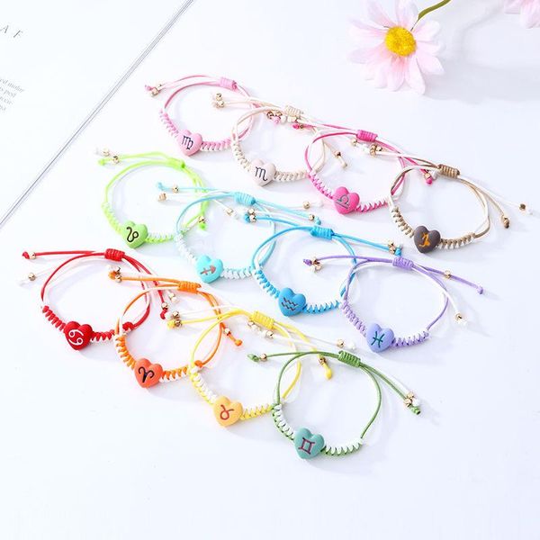 

link, chain fashion 12 constellation bracelet girlfriends student couple weaving valentine's day small jewelry, Black