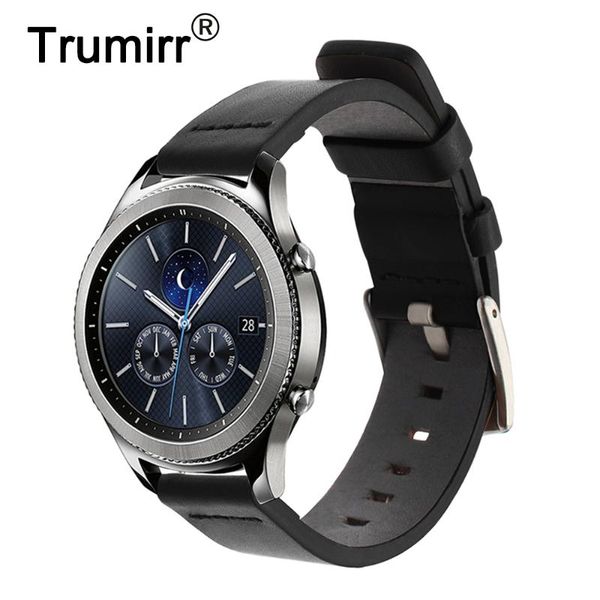 

watch bands 22mm italian genuine leather watchband for samsung gear s3 2 neo live 46mm quick release band wrist strap, Black;brown