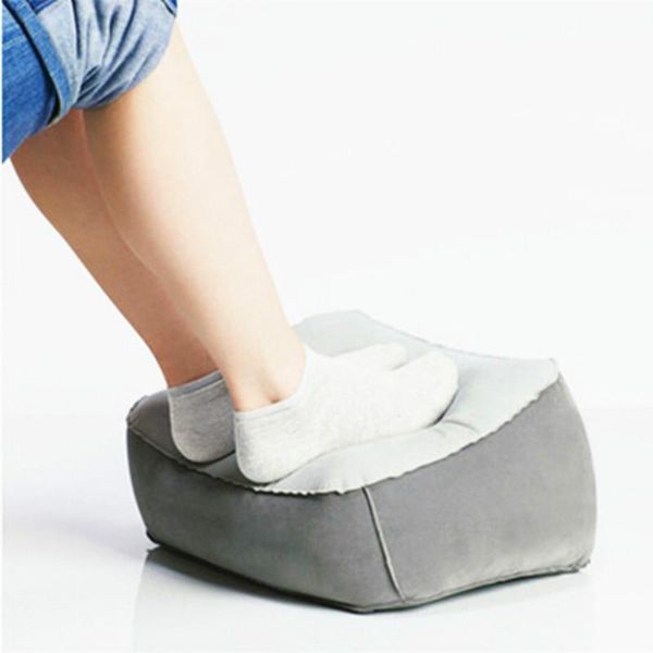 

pillow pvc inflatable footrest portable foot rest plush cushion travel plane train office home leg up relaxing feet tool