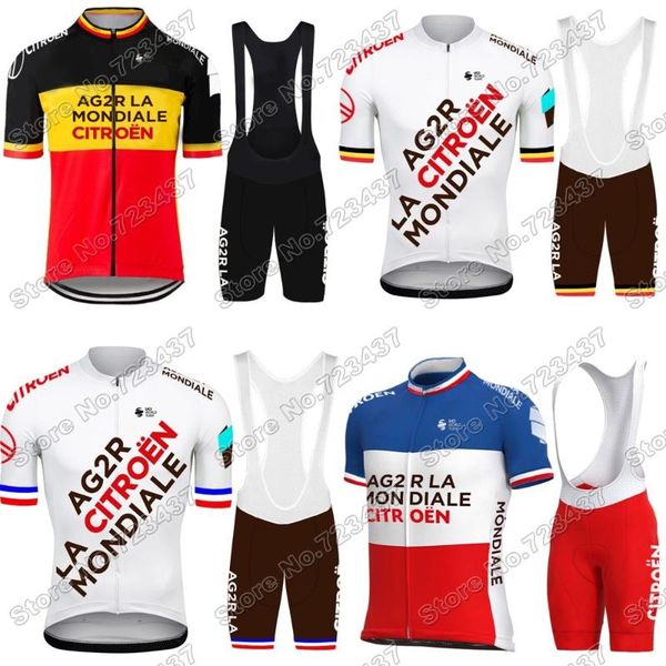 

team ag2r cycling jersey set world belgium france clothing road bike suit bicycle bib shorts mtb wear racing sets, Black;blue