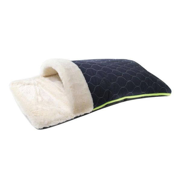 

cat beds & furniture small pet dog bed | cuddle nest blanket with cover for mini dogs cats - dark blue/ brown
