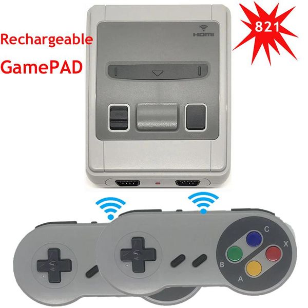 

retro classic tv player built-in 821 games for sfc 2.4g wireless dual rechargeable gamepad portable players game