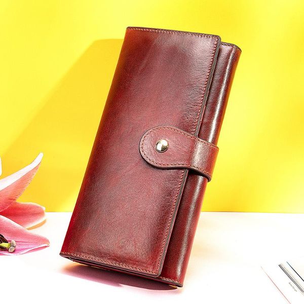 

wallets vintage genuine leather hand grab bag women's cross wallet clutch, Red;black
