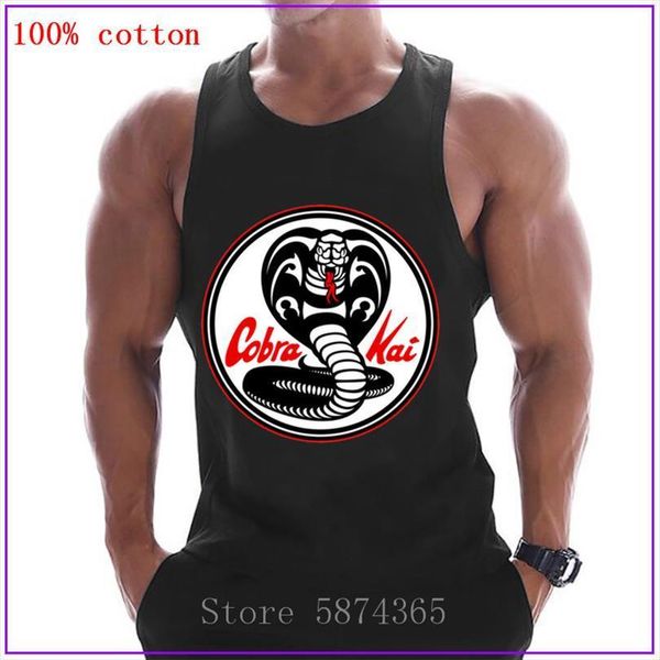

cobra kai symbol vintage men tank retro muscle shirt stringer itness vest compression body building, White;black
