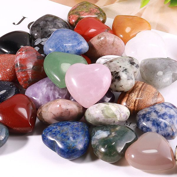 

20x9mm heart statue natural stone carved decoration rose quartz hand polished healing crystal reiki trinket gift room ornament, Black