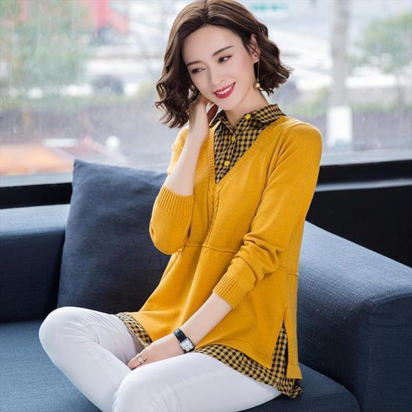 

spring autumn style knitted pullover womens sweater lady casual turn down collar long sleeve zz1054, White;black