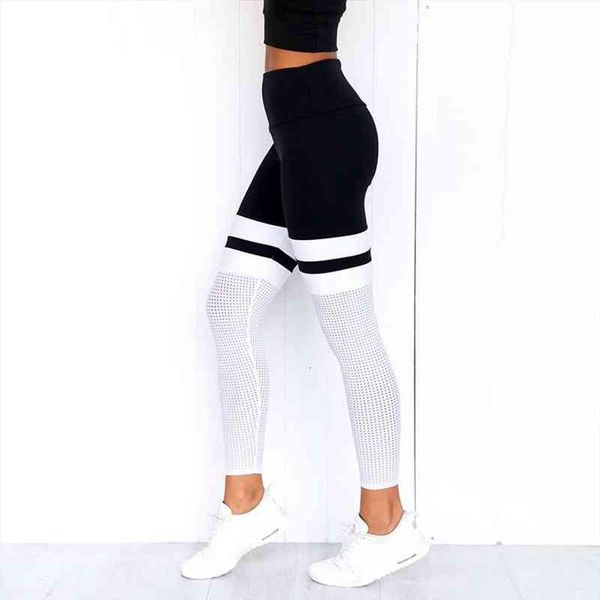 

mesh breathable splicing long women legging pants fitness sport gym legins womens clothing jeggings activewear, Black