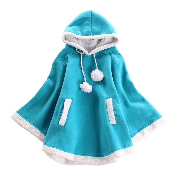 

color 2021 ladies cute irregularity thicken fleece pullovers hooded cape cloak poncho winter women outwear coat women's jackets, Black;brown