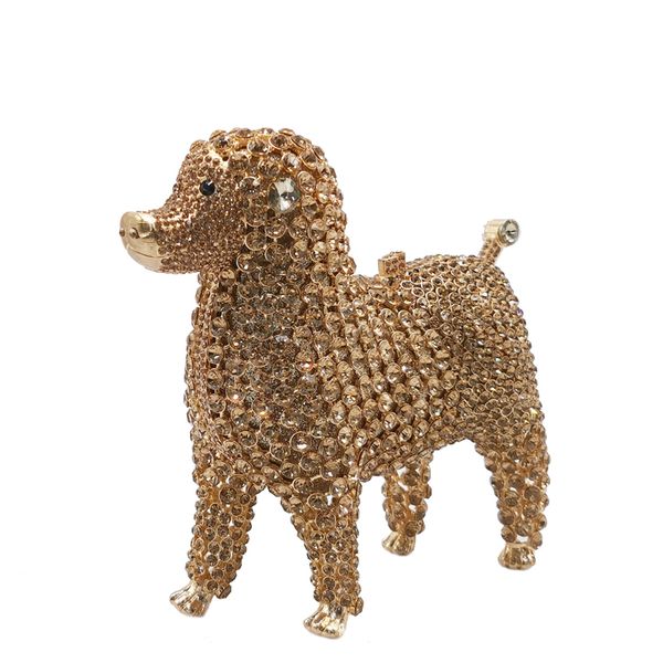 

fashion crystal cute puppy dog small bag lovely cylinder dinner holding trendy women's famous banquet water diamond dress chain clutch