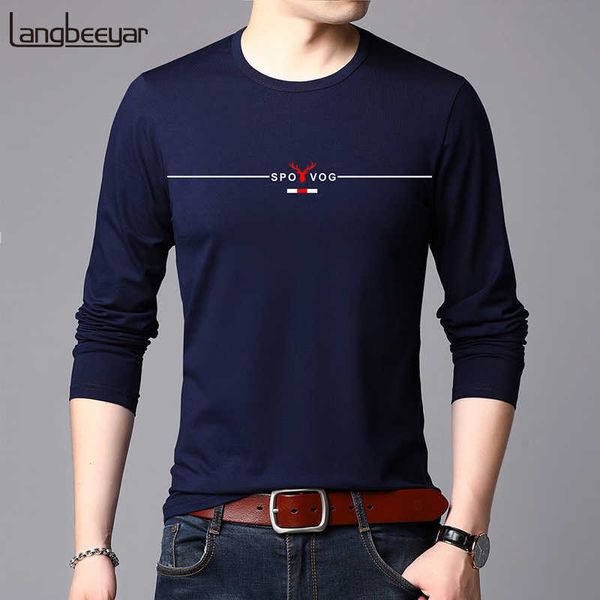 

fashion brand tshirt mens cotton street style trends long sleeve t-shirt korean men clothing 210629, White;black