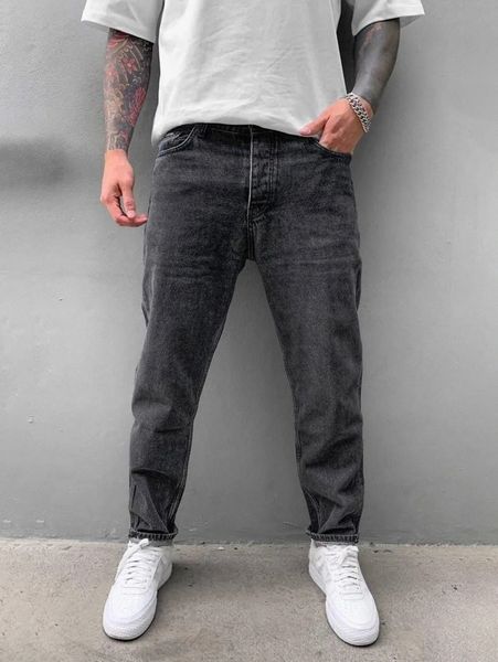

men slant pocket tapered jeans t098#, Blue
