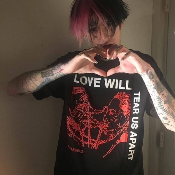 Arrivo Love Will Tear Us Apart Graphic Tee Unisex Tumblr Fashion Grunge Black Tee Hipsters Stile punk Top 210518