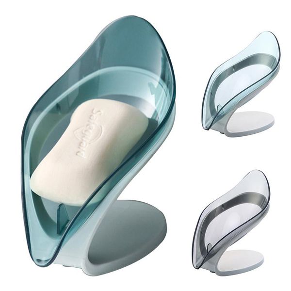 

1pc plastic drain soap dish for bathroom kitchen household leaf shape holder container sponge rack organizer dishes