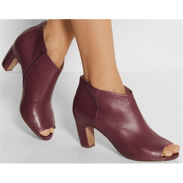 

boot women ankle red wine elegant peep toe design graceful bow short boots medium heels women's dress shoes woma, Black