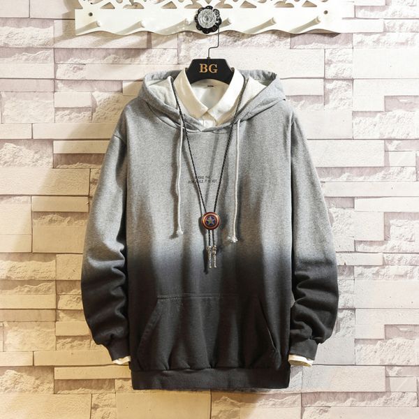 

spring and autumn men's hanging dyed student pullover hoodie, gradient casual sweater, class cloth, Black