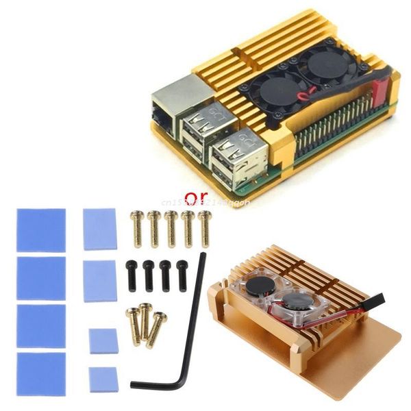 

fans & coolings aluminum alloy radiator protective case metal cooling shell for raspberry pi 3 model b/b+/2b accessories dropship